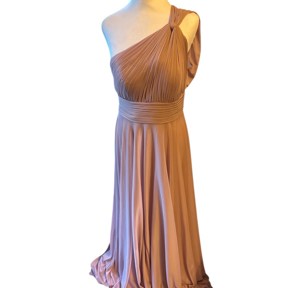 A line one shoulder mauve chiffon gown Formal Dress